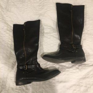*DISCOUNT* REPORT Brown Leather Knee-High Boots